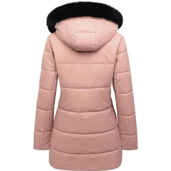 Women's Winter Puffer Coat Jacket Waterproof Pink - Picture 2 of 6